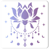 CRASPIRE PET Plastic Drawing Painting Stencils Templates, Square, Creamy White, Lotus Pattern, 30x30cm