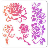 CRASPIRE PET Plastic Drawing Painting Stencils Templates, Square, Creamy White, Rose Pattern, 30x30cm