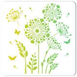 CRASPIRE PET Plastic Drawing Painting Stencils Templates, Square, Creamy White, Dandelion Pattern, 30x30cm