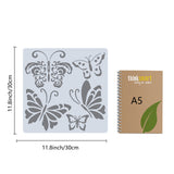 CRASPIRE PET Plastic Drawing Painting Stencils Templates, Square, Creamy White, Butterfly Pattern, 30x30cm