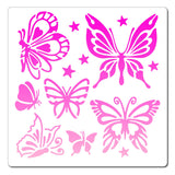 CRASPIRE PET Plastic Drawing Painting Stencils Templates, Square, Butterfly Farm, 25x25cm