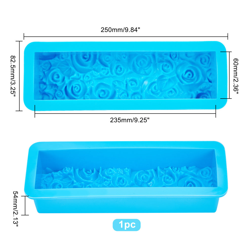 CRASPIRE 1 pc Silicone Soap Molds with Rose Pattern, 18oz Rectangular Soap Molds  Square Silicone Mold Handmade Loaf Bar Mould