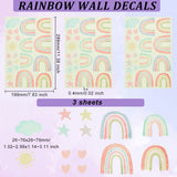 Craspire Waterproof PVC Luminous Wall Stickers, Self-Adhesive Decals, for DIY Bedroom, Indoor Decorations, Colorful, Rectangle with Rainbow & Heart & Sun & Star & Cloud Pattern, Mixed Patterns, 289x199x0.4mm, Stickers: 26~76x29~79mm, 3 sheets/set