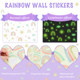 Craspire Waterproof PVC Luminous Wall Stickers, Self-Adhesive Decals, for DIY Bedroom, Indoor Decorations, Colorful, Rectangle with Rainbow & Heart & Sun & Star & Cloud Pattern, Mixed Patterns, 289x199x0.4mm, Stickers: 26~76x29~79mm, 3 sheets/set