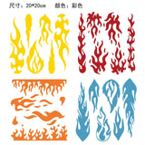 Craspire 4Pcs 4 Styles PET Waterproof Self-adhesive Car Stickers, Reflective Decals for Car, Motorcycle Decoration, Mixed Color, Fire Pattern, 200x200mm, 1pc/style