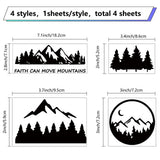 Craspire 4Pcs 4 Styles PET Waterproof Self-adhesive Car Stickers, Reflective Decals for Car, Motorcycle Decoration, Black, Mountain Pattern, 200x200mm, 4 styles, 1pc/styles, 4pcs/set