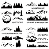 Craspire 4Pcs 4 Styles PET Waterproof Self-adhesive Car Stickers, Reflective Decals for Car, Motorcycle Decoration, Black, Mountain Pattern, 200x200mm, 4 styles, 1pc/styles, 4pcs/set