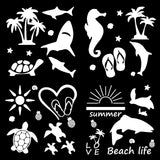 Craspire 4Pcs 4 Styles PET Waterproof Self-adhesive Car Stickers, Reflective Decals for Car, Motorcycle Decoration, White, Sea Animals, 200x200mm, 4 styles, 1pc/styles, 4pcs/set