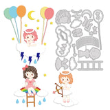 1Sheet Cute Cloud Girl Cut Dies Rainbow and Balloon Template Mould Ladder Die Cuts