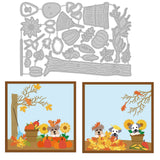 Autumn Animal Die Cuts Dogs and Pumpkins Embossing Template Mould Leaves and Sunflower Carbon Steel Die Set