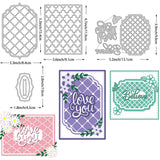 CRASPIRE 4Pcs 4 Styles Carbon Steel Cutting Dies Stencils, for DIY Scrapbooking, Photo Album, Decorative Embossing Paper Card, Stainless Steel Color, Matte Style, Mesh & Word Believe Love You, Mixed Patterns, 7~13.4x4.5~13.1x0.08cm, 1pc/style