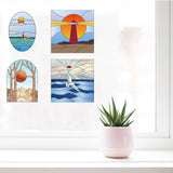 Craspire PVC Window Sticker, for Home Decoration, Square, Sun Pattern, 16x16x0.03cm, 2pcs/style, 4 styles, 8pcs/set