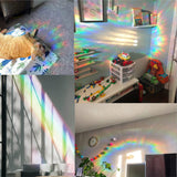 Craspire Waterproof PVC Laser No-Glue Stickers, Static Cling Frosted Rainbow Window Coverings, 3D Sun Blocking, for Glass, Geometric Pattern, 30x22x0.02cm, 3sheets/set