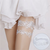 1 Pair Wedding Bridal Garter White Lace Bridal Garter Hand Sewn Stretch Flower Floral Leg Garter for Wedding Bride Bridesmaid Dresses Prom Party Pageant