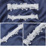 1 Pair Wedding Bridal Garter White Lace Bridal Garter Hand Sewn Stretch Flower Floral Leg Garter for Wedding Bride Bridesmaid Dresses Prom Party Pageant