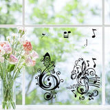 Craspire PVC Wall Sticker, Rectangle Shape, for Window or Stairway Home Decoration, Music Note Pattern, 190x140mm