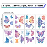 Craspire 16 Sheets 8 Styles Waterproof PVC Wall Stickers, Rectangle Shape, for Window or Stairway Home Decoration, Butterfly Farm, 200x145mm, about 2 sheets/style