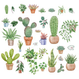 Craspire 16 Sheets 8 Styles Waterproof PVC Wall Stickers, Rectangle Shape, for Window or Stairway Home Decoration, Cactus Pattern, 200x145mm, about 2 sheets/style