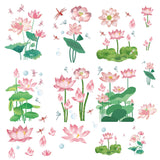 Craspire 16 Sheets 8 Styles PVC Waterproof Wall Stickers, Self-Adhesive Decals, for Window or Stairway Home Decoration, Rectangle, Lotus Pattern, 200x145mm, about 2 sheets/style