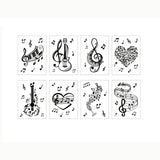 Craspire 8 Sheets 8 Styles PVC Waterproof Wall Stickers, Self-Adhesive Decals, for Window or Stairway Home Decoration, Rectangle, Musical Note Pattern, 200x145mm, about 1 sheets/style