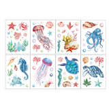 Craspire 8 Sheets 8 Styles PVC Waterproof Wall Stickers, Self-Adhesive Decals, for Window or Stairway Home Decoration, Rectangle, Sea Animals, 200x145mm, about 1 sheet/style