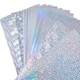 Craspire 18Pcs 9 Styles PVC Holographic Adhesive Craft Vinyl Sheets, Waterproof Laser Decals, for Craft Decoration, Mixed Pattern, Silver, 200x100x0.2mm, about 2pcs/style