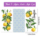 Craspire 3 Sheets 3 Styles PVC Waterproof Decorative Stickers, Self Adhesive Decals for Furniture Decoration, Lemon Pattern, 300x150mm, 1 sheet/style