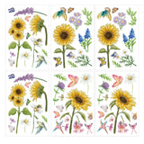 Craspire Wall Decorative Stickers, Plastic Adhesive Waterproof Window Decals for Kids DIY Craft Wall Decoration, Sunflower Pattern, Sunflower Pattern, 298x199x0.3mm, Sticker: 25~236x20~110mm, 6pcs/set