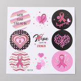 Craspire Round Dot Breast Cancer Awareness Pink Ribbon Stickers, Paper Self-Adhesive Decals for Event Supplies, Pink, 135x135x0.3mm, 6pcs/sheet, 20 sheets/bag