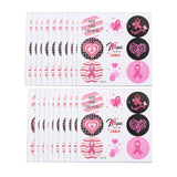 Craspire Round Dot Breast Cancer Awareness Pink Ribbon Stickers, Paper Self-Adhesive Decals for Event Supplies, Pink, 135x135x0.3mm, 6pcs/sheet, 20 sheets/bag