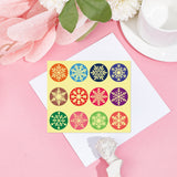 Craspire Paper Self Adhesive Gold Foil Embossed Stickers, Colorful Round Dot Decals for Seal Decoration, DIY ScrapbookScrapbook, Snowflake Pattern, 50x50mm, 12pcs/sheet, 10 sheets/set