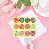 Craspire Paper Self Adhesive Gold Foil Embossed Stickers, Colorful Round Dot Decals for Seal Decoration, DIY ScrapbookScrapbook, Butterfly Pattern, 50x50mm, 12pcs/sheet, 10 sheets/set