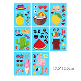 Craspire 48 Sheets 8 Styles Summer Paper Make a Face Stickers, Make Your Own Self Adhesive Funny Decals, for Kid Art Craft, Beach Theme Pattern, 175x125mm, 6 sheets/style