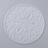 DIY Coaster Silicone Molds, Resin Casting Molds, For DIY UV Resin, Epoxy Resin Craft Making, Round with Mandala Pattern, White, 200x8mm, Inner Diameter: 195mm