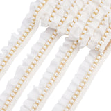 1 Set 5 Yard Pearl Beaded Ruffle Lace Trim White Beaded Pearl Trimming Lace Ribbon 1.2 Inch Lace Ruffle Trim Ribbon with Pearl for Wedding Decoration Gift Wrapping Tutu Skirts