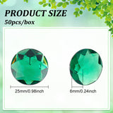 Craspire 50Pcs Self-Adhesive Acrylic Rhinestone Stickers, for DIY Decoration and Crafts, Faceted, Half Round, Green, 25x6mm