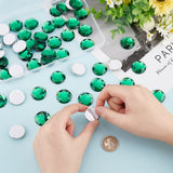 Craspire 50Pcs Self-Adhesive Acrylic Rhinestone Stickers, for DIY Decoration and Crafts, Faceted, Half Round, Green, 25x6mm