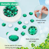 Craspire 50Pcs Self-Adhesive Acrylic Rhinestone Stickers, for DIY Decoration and Crafts, Faceted, Half Round, Green, 25x6mm