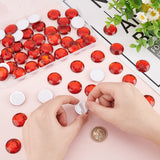 Craspire 50Pcs Self-Adhesive Acrylic Rhinestone Stickers, for DIY Decoration and Crafts, Faceted, Half Round, Red, 25x6mm