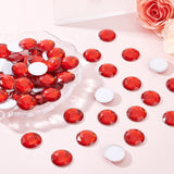 Craspire 50Pcs Self-Adhesive Acrylic Rhinestone Stickers, for DIY Decoration and Crafts, Faceted, Half Round, Red, 25x6mm