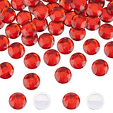 Craspire 50Pcs Self-Adhesive Acrylic Rhinestone Stickers, for DIY Decoration and Crafts, Faceted, Half Round, Red, 25x6mm