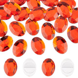 Craspire 30pcs Self-Adhesive Acrylic Rhinestone Stickers, for DIY Decoration and Crafts, Faceted, Oval, Red, 40x30x6.5mm