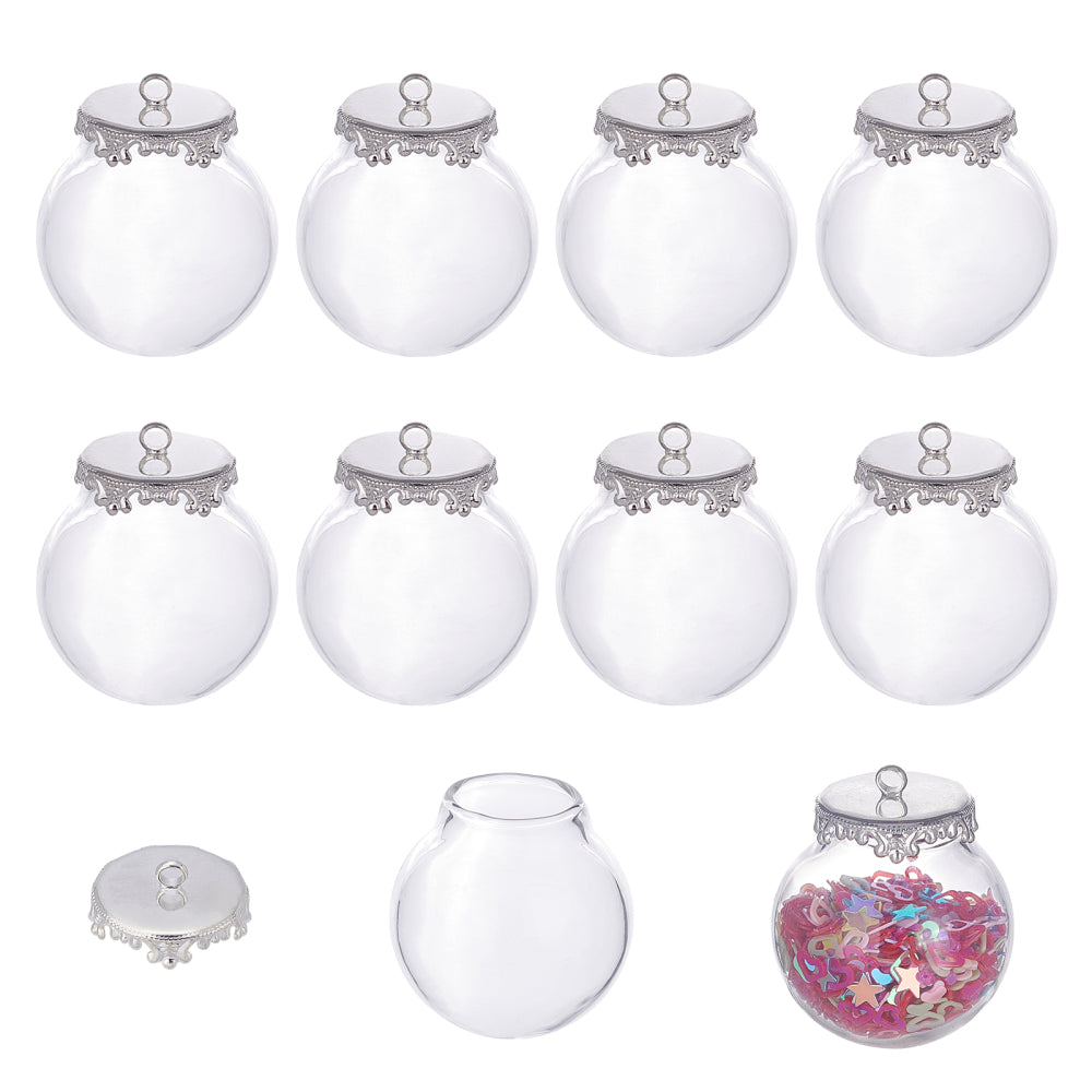 CRASPIRE 10 Set 10Pcs Mini Clear Glass Globe Bottles Glass Dome Cover ...