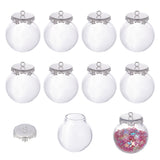 10 Set 10Pcs Mini Clear Glass Globe Bottles Glass Dome Cover Vial Pendant Charms with 10Pcs Silver Tone Brass Covers for Earring Pendant Jewelry Making, 2.5x3.1cm