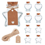 1 Set Empty Glass Wishing Bottle, with Jute Twine, Paper Price Tags, Clear, Glass Bottle: 8pcs