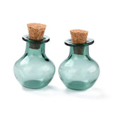 10 pcs Round Glass Cork Bottles Ornament, Glass Empty Wishing Bottles, DIY Vials for Pendant Decorations, Dark Cyan, 1.8x2.1cm