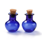 10 pcs Round Glass Cork Bottles Ornament, Glass Empty Wishing Bottles, DIY Vials for Pendant Decorations, Medium Blue, 1.8x2.1cm