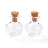 10 pcs Round Glass Cork Bottles Ornament, Glass Empty Wishing Bottles, DIY Vials for Pendant Decorations, Clear, 1.8x2.1cm