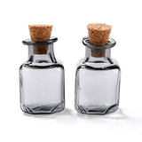 10 pcs Square Glass Cork Bottles Ornament, Glass Empty Wishing Bottles, DIY Vials for Pendant Decorations, Dark Gray, 1.4x1.4x2.3cm