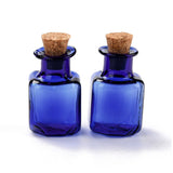 10 pcs Square Glass Cork Bottles Ornament, Glass Empty Wishing Bottles, DIY Vials for Pendant Decorations, Medium Blue, 1.4x1.4x2.3cm